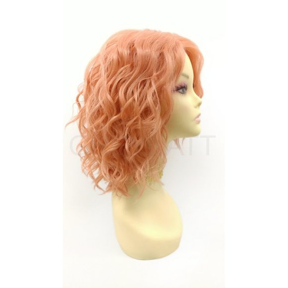 Peachy Pink Lace Front Wavy Lob Heat Resistant Wig - Picture 3 of 5